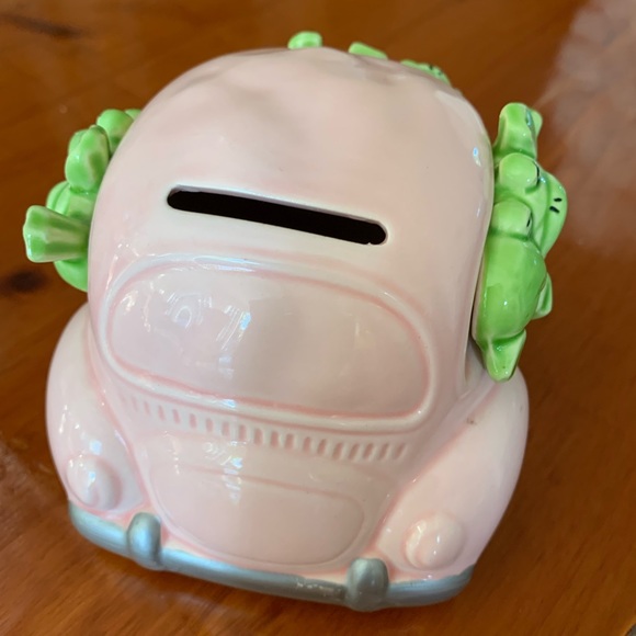 Ceramic Frogs-In-A-Volkswagen Bug Coin Bank - Picture 2 of 7